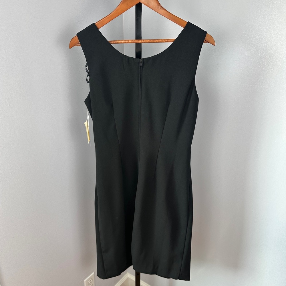 S.L. Fashion Vintage Black Sheath Dress Sleeveless Rhinestone Belt Cocktail L XL - Picture 3 of 4